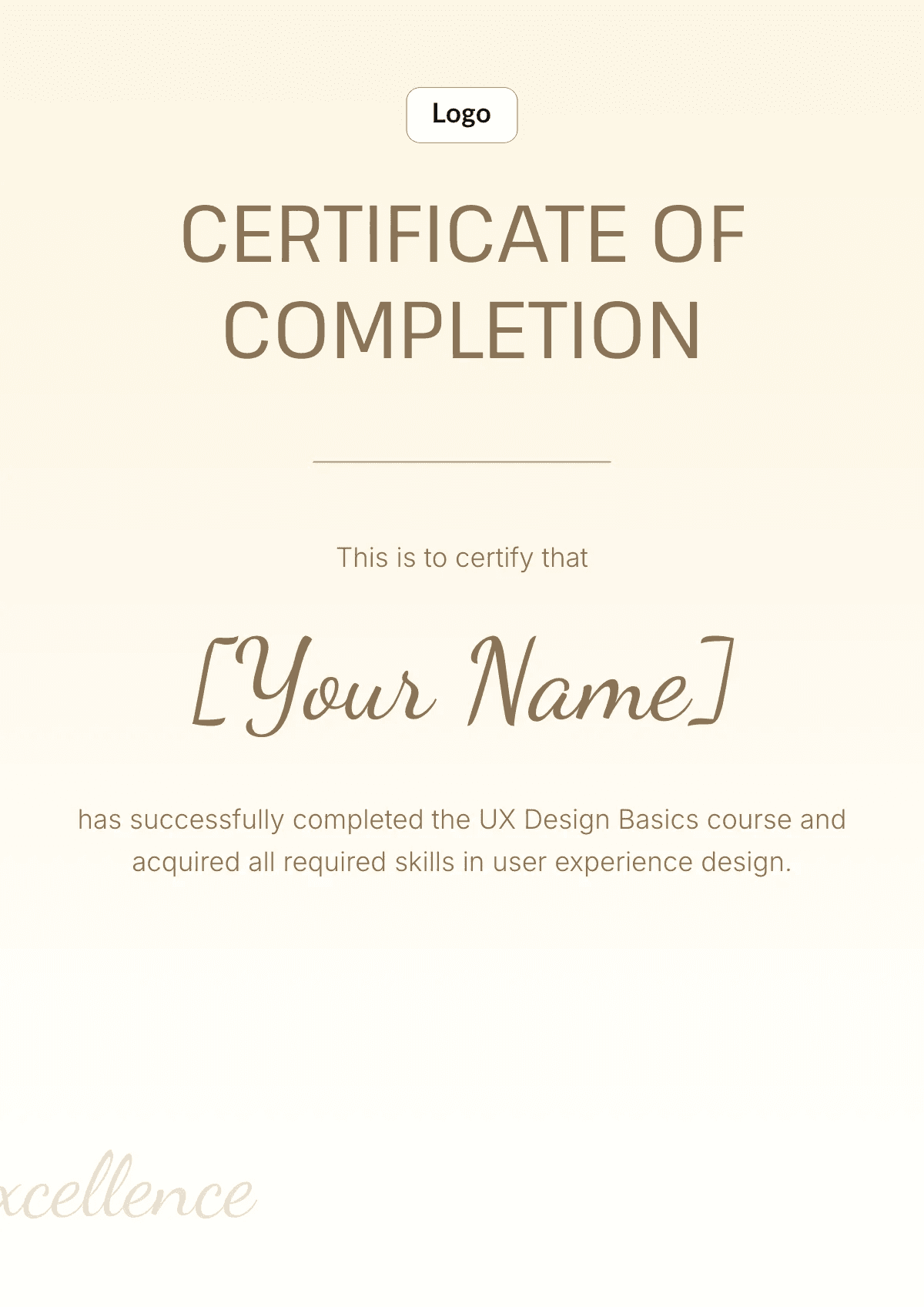 Course Completion template in Orshot