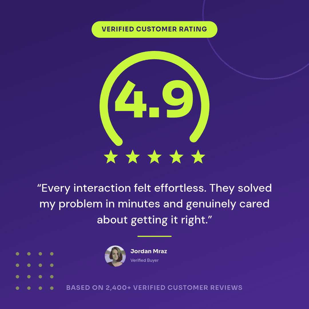 Bold Violet Customer Rating template in Orshot