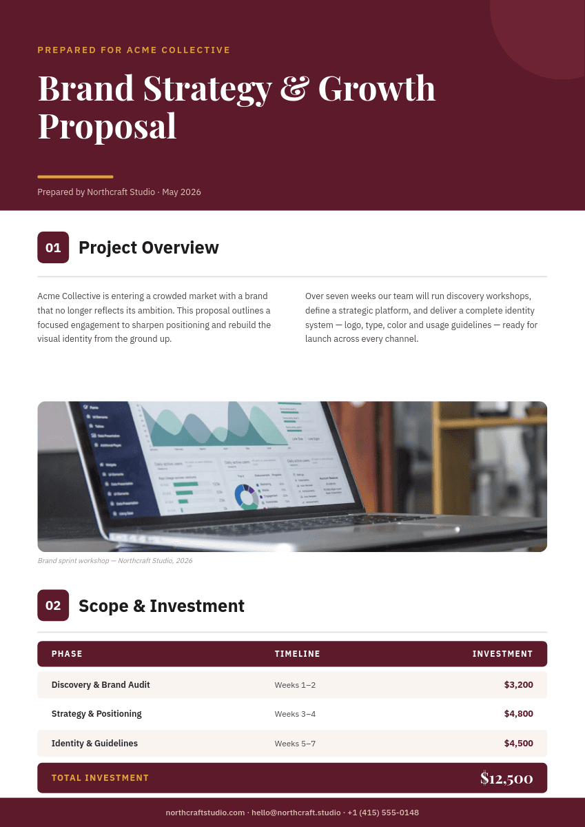 Burgundy Brand Strategy template in Orshot
