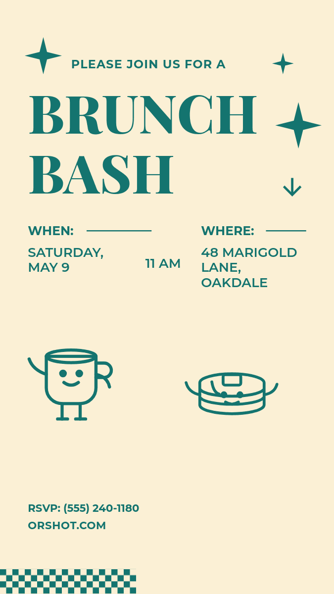 Retro Brunch Bash Invite template in Orshot
