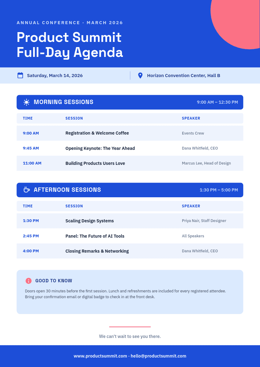 Cobalt Blue Conference template in Orshot