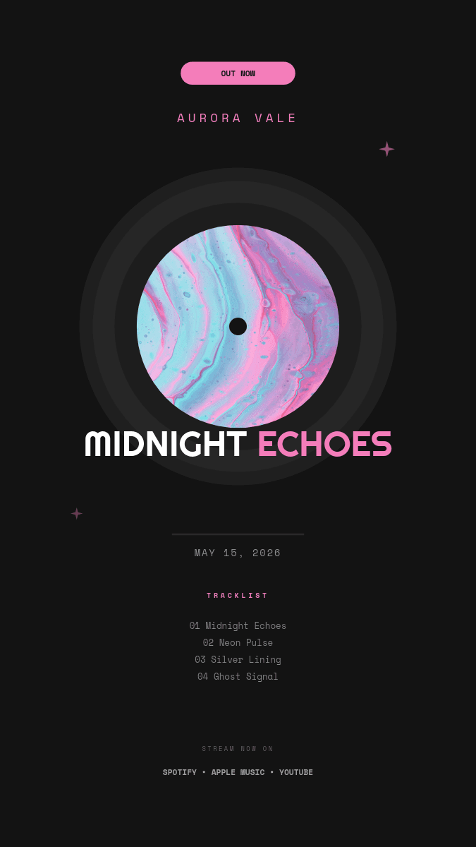 Vinyl Record Single Release template in Orshot