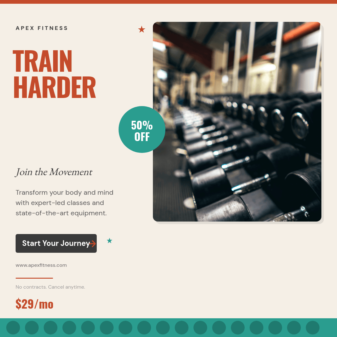 Cream Poster-Style Gym template in Orshot