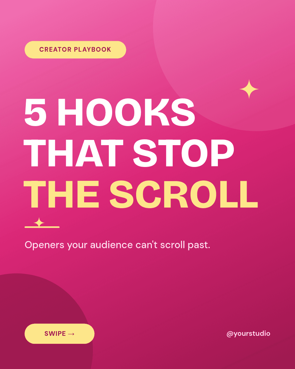 Bold Fuchsia Content Hooks template in Orshot