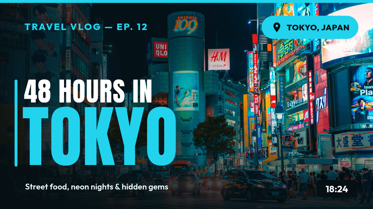 Tokyo Travel Vlog YouTube template in Orshot