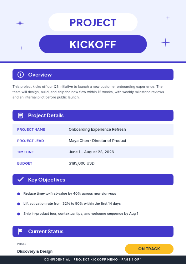 Indigo Pill Header Project template in Orshot