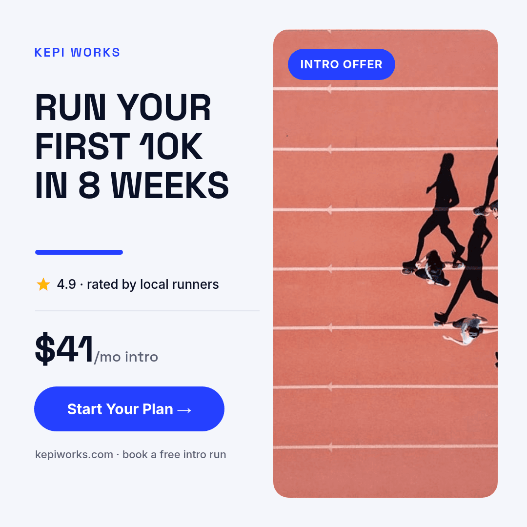 Clean Tech Run-Coaching Ad template in Orshot