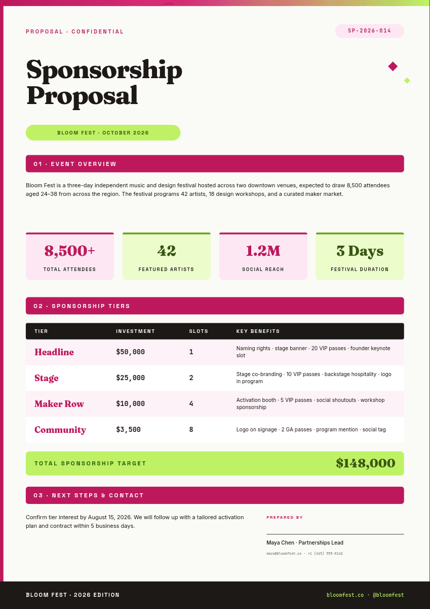 Vibrant Magenta & Lime Event template in Orshot