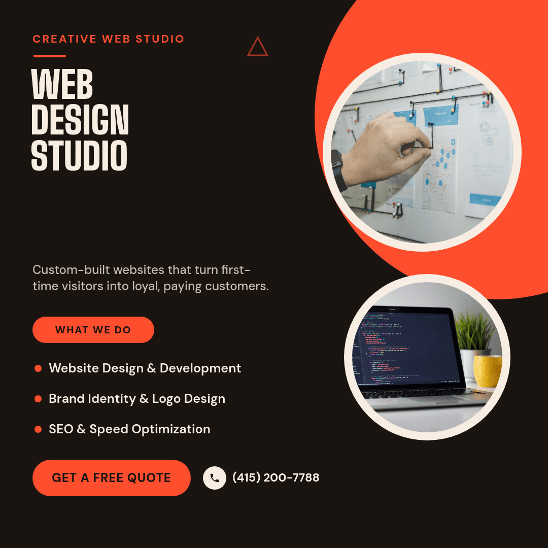 Bold Coral Web Design Studio template in Orshot