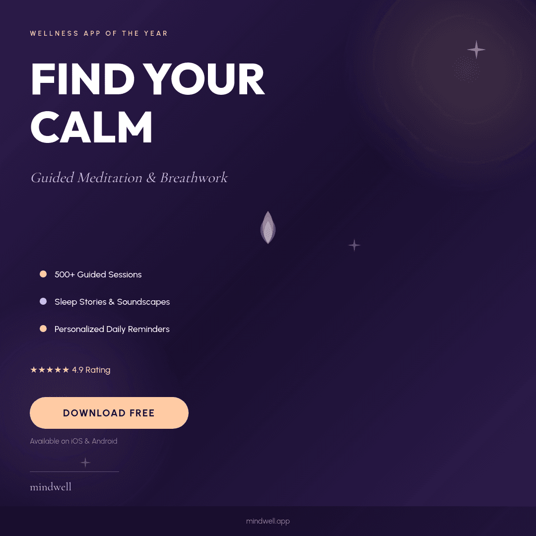 Bold Violet Wellness App template in Orshot