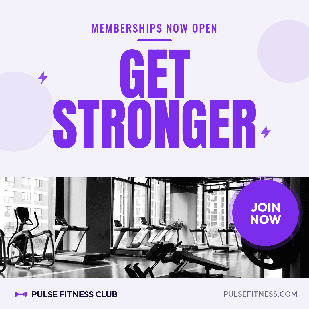 Bold Violet Gym Membership template in Orshot