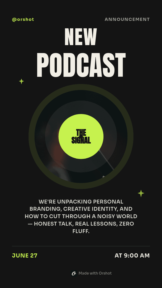 Dark Lime New Podcast template in Orshot
