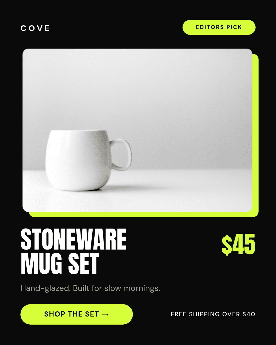 Dark Drop Mug Product Card template in Orshot