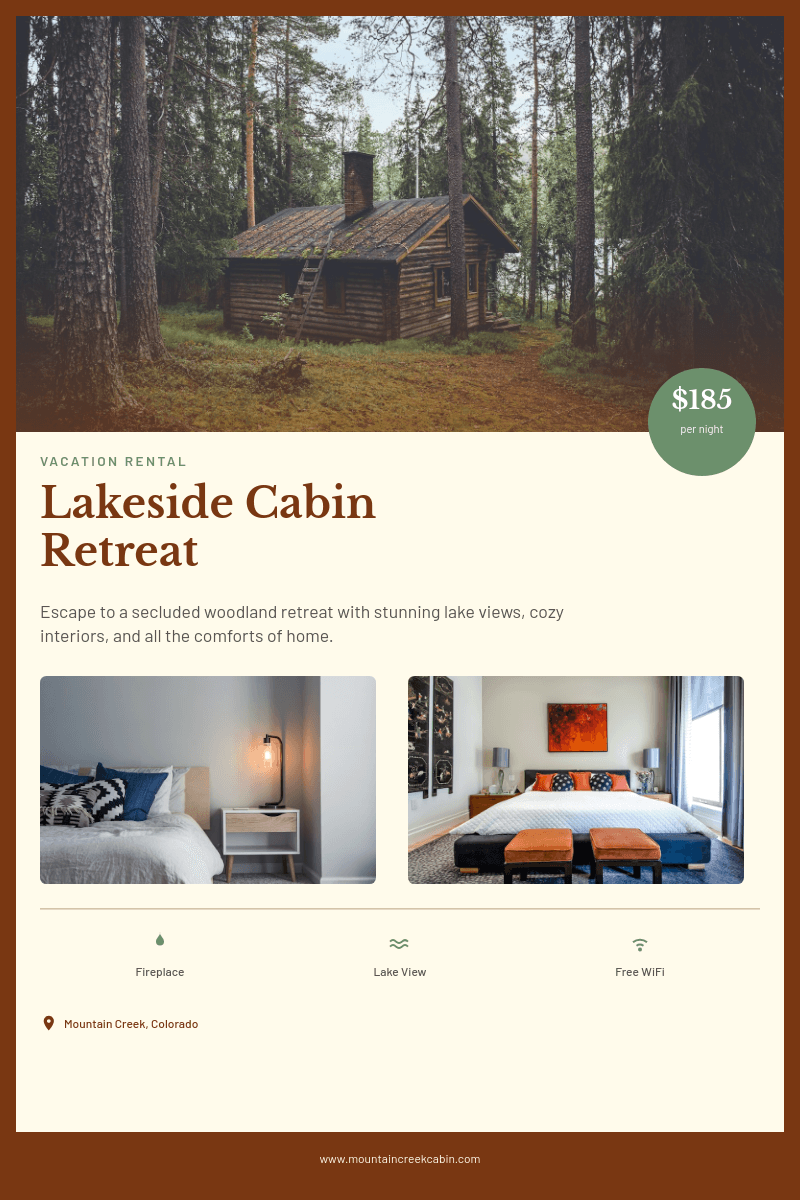 Cozy Cabin Vacation Rental template in Orshot