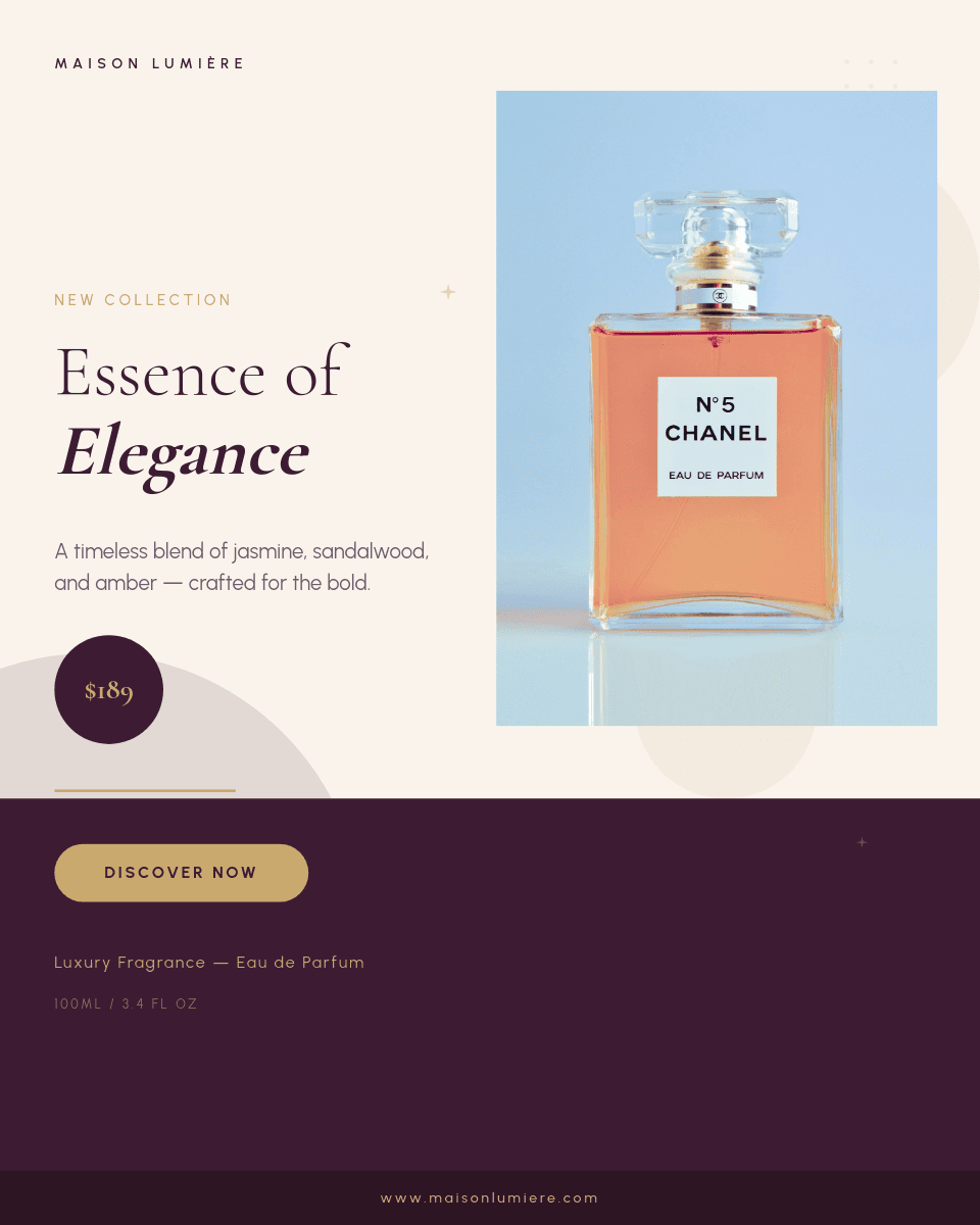 Elegant Perfume Launch with template in Orshot
