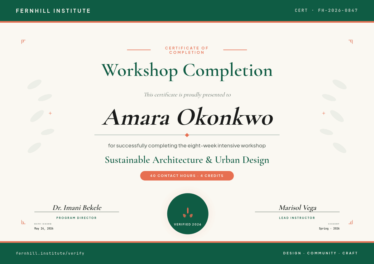 Emerald & Coral Workshop template in Orshot