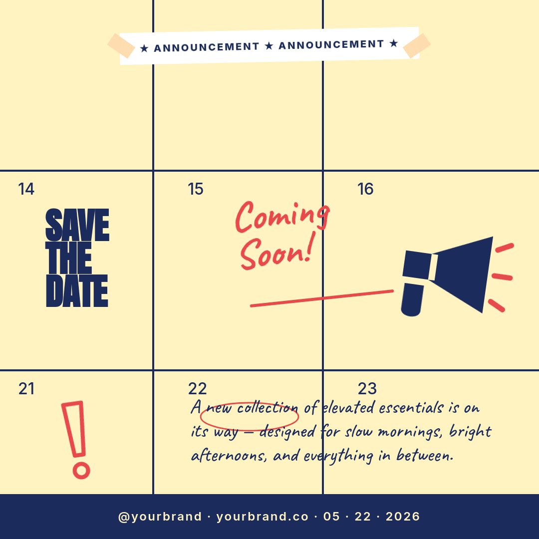 Butter Yellow Save the Date template in Orshot