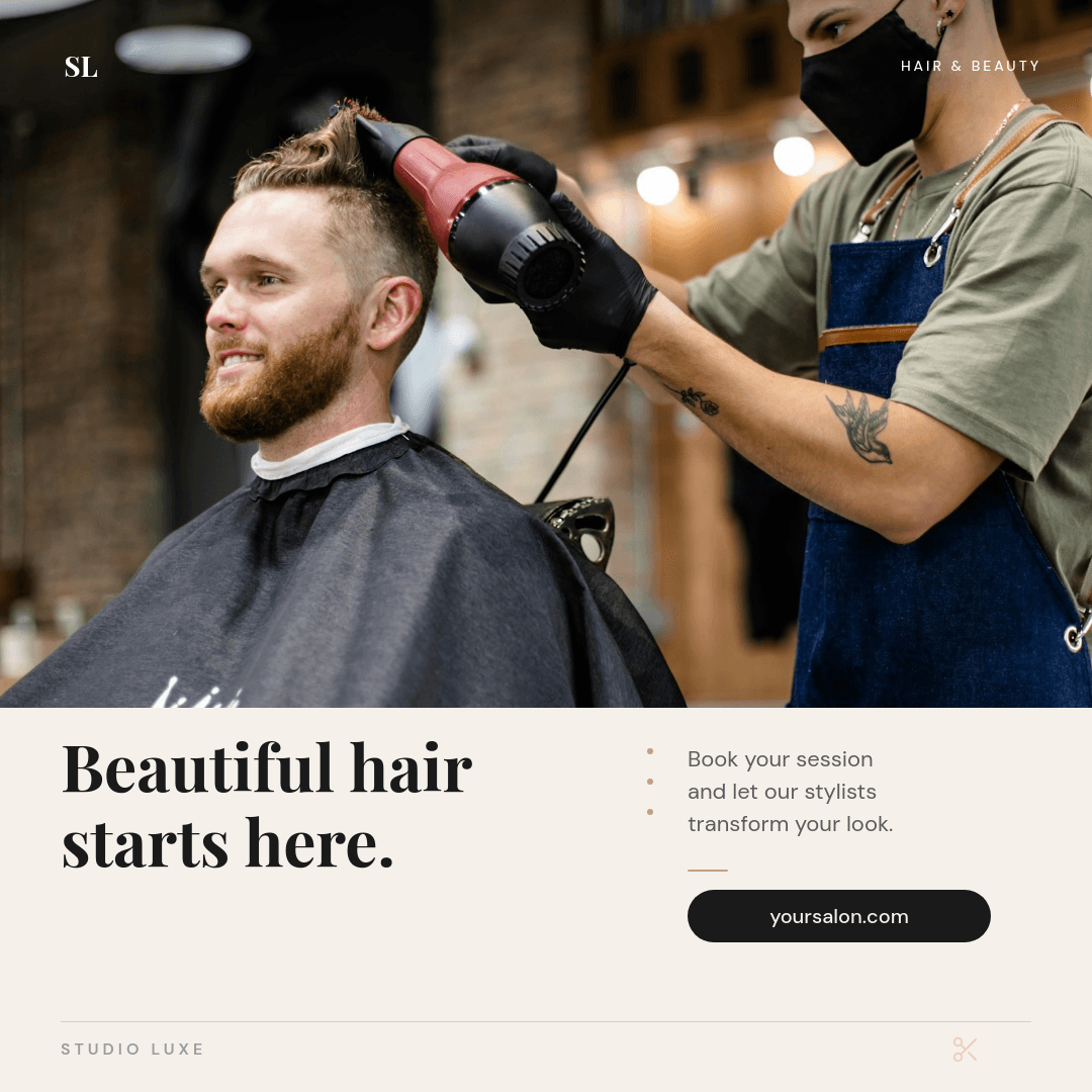 Editorial Hair Salon template in Orshot