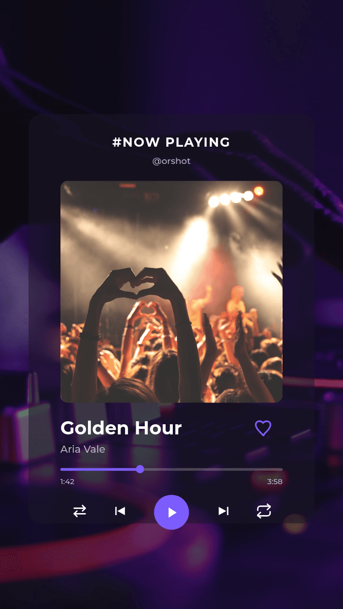 Now Playing Music Player template in Orshot