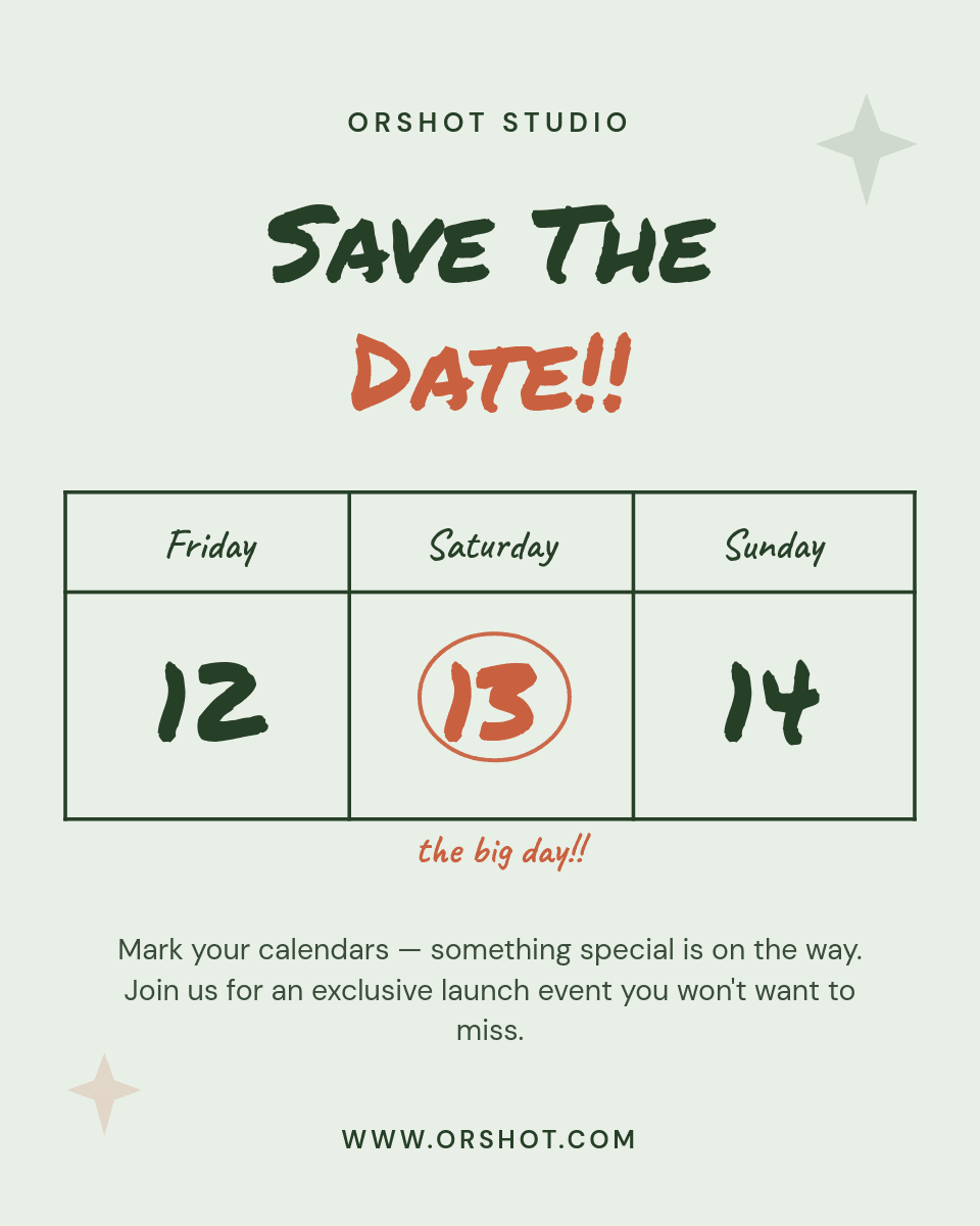 Sage Hand-Lettered Save The template in Orshot