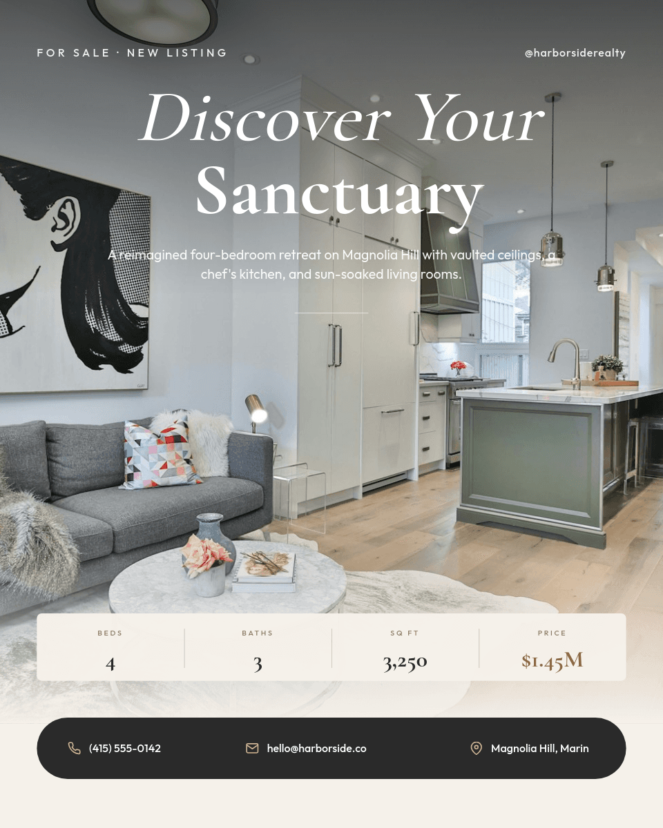 Warm White Editorial template in Orshot