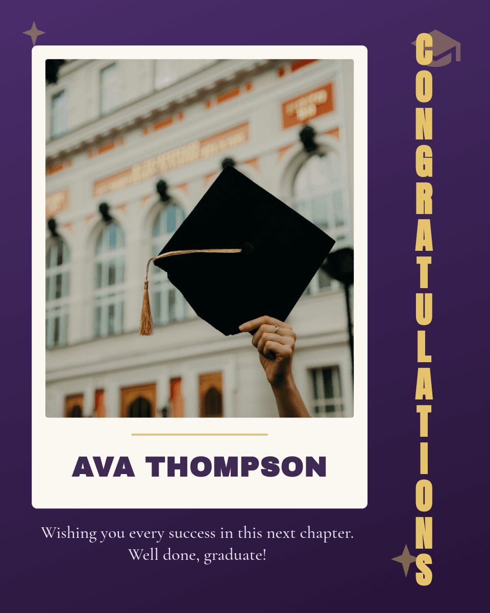 Plum and Gold Graduation template in Orshot