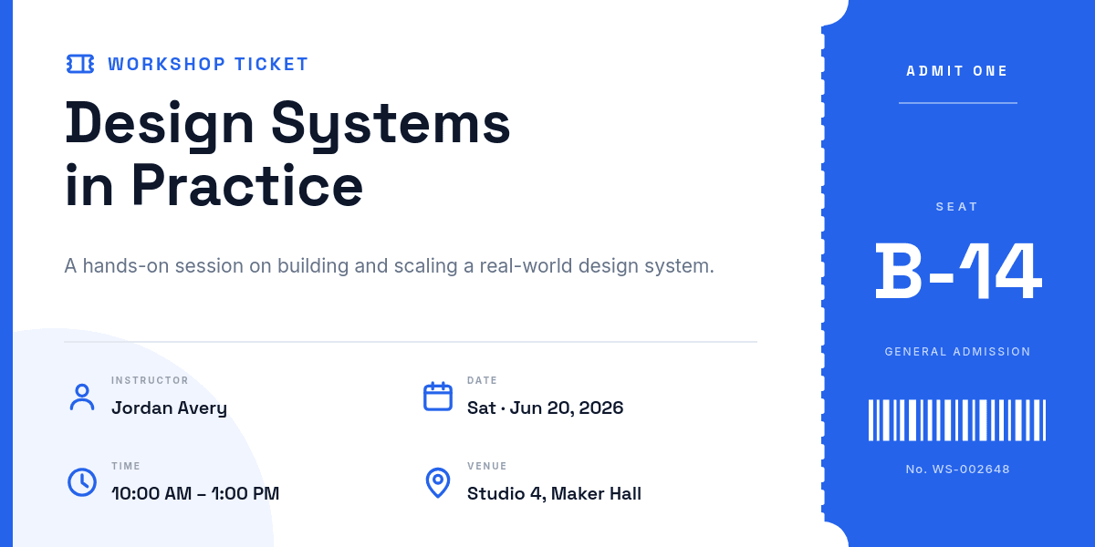 Clean Blue Workshop Event template in Orshot