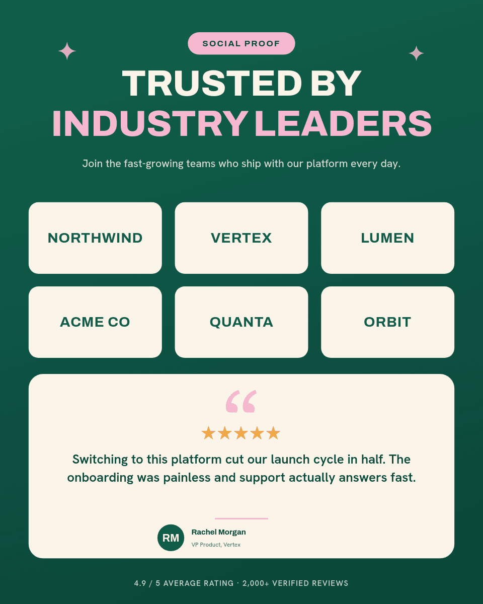 Bold Emerald Trusted-By Logo template in Orshot