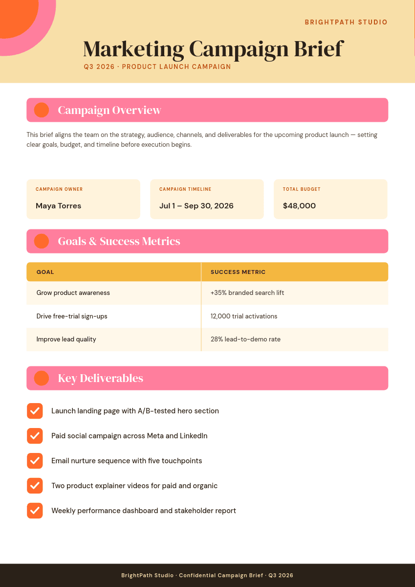 Vibrant Coral Marketing template in Orshot