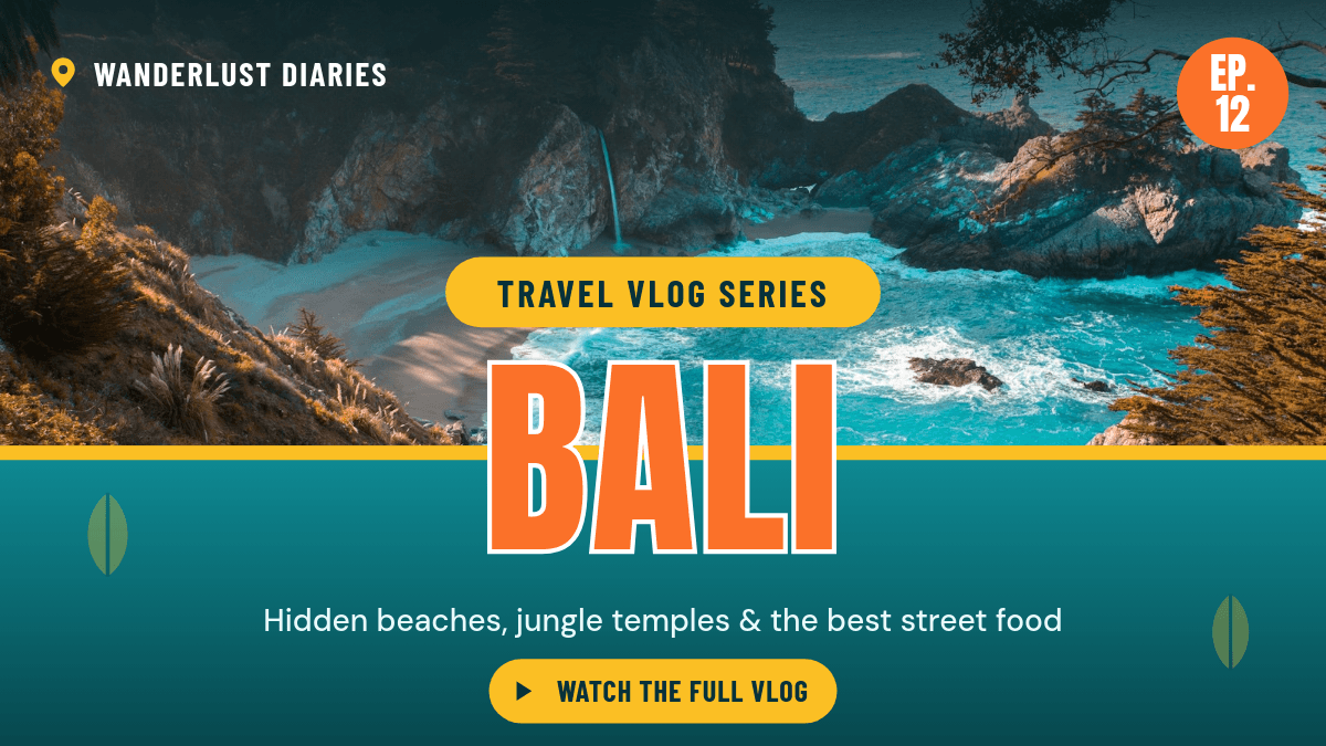Vibrant Travel Vlog YouTube template in Orshot