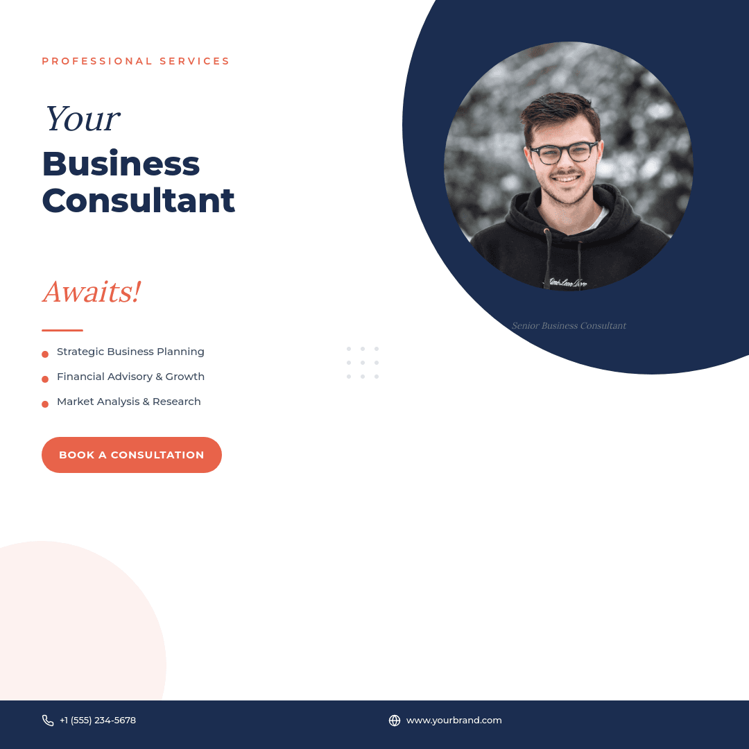 Navy and Coral Professional template in Orshot