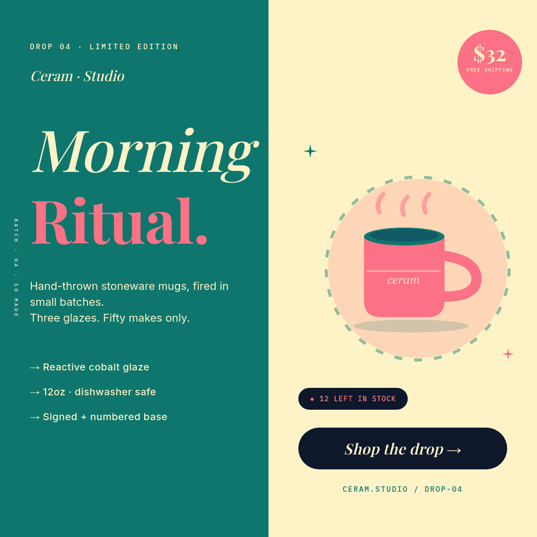 Teal & Coral Handcrafted template in Orshot