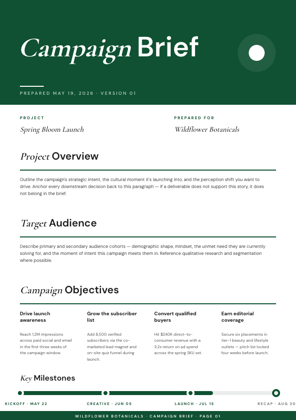 Forest Emerald Marketing template in Orshot