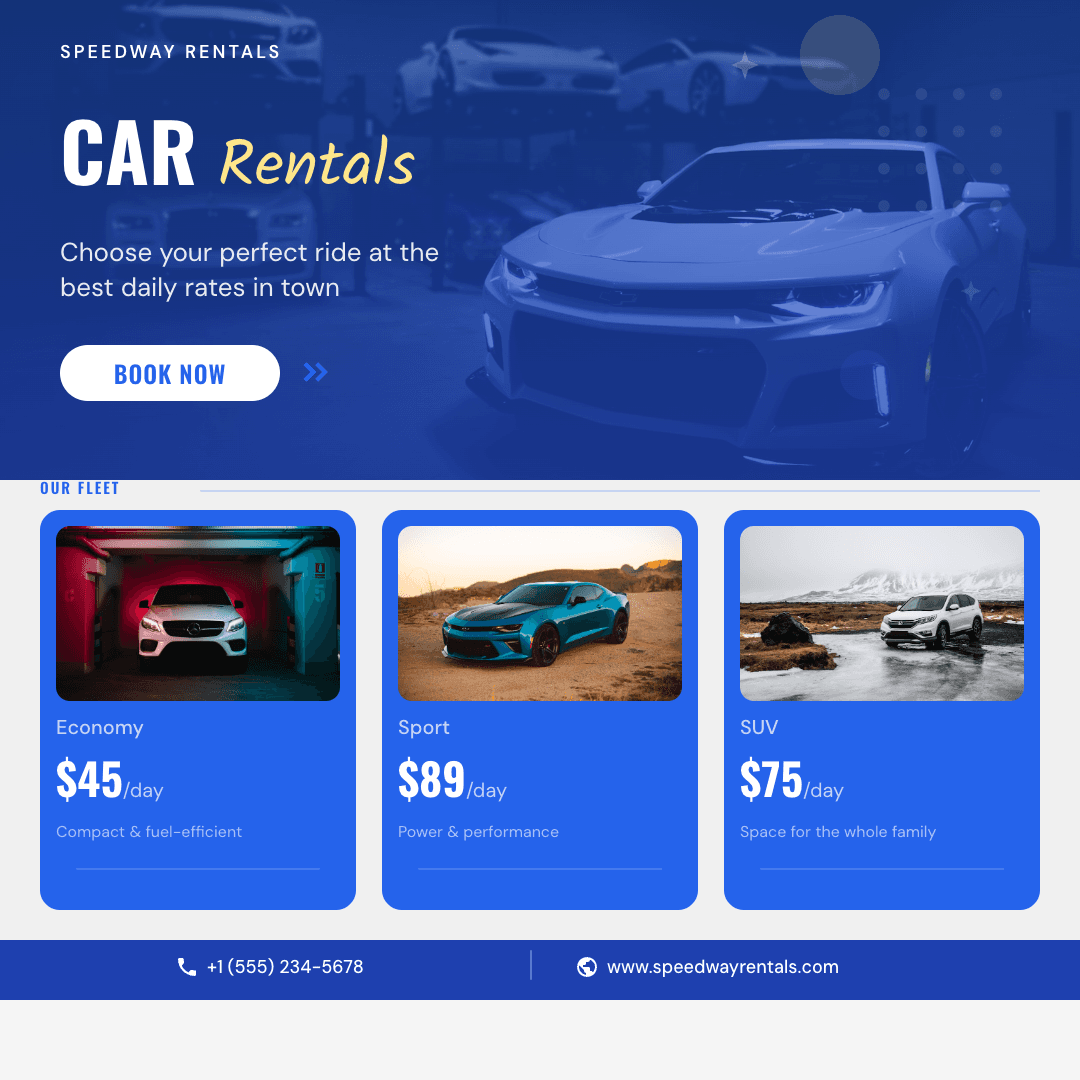 Car Rental Daily Rates with template in Orshot