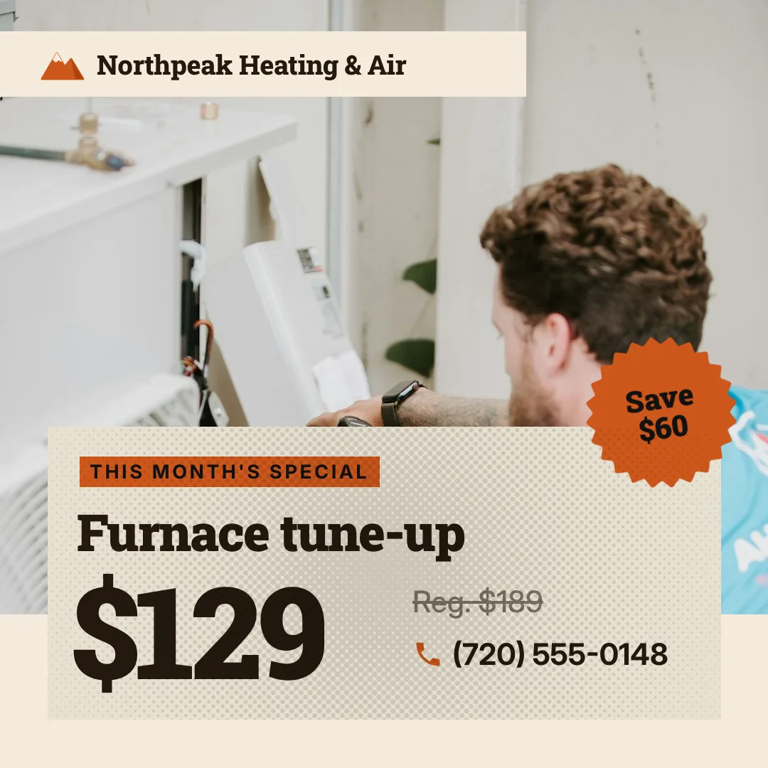 Monthly furnace tune-up offer on the technician's photo