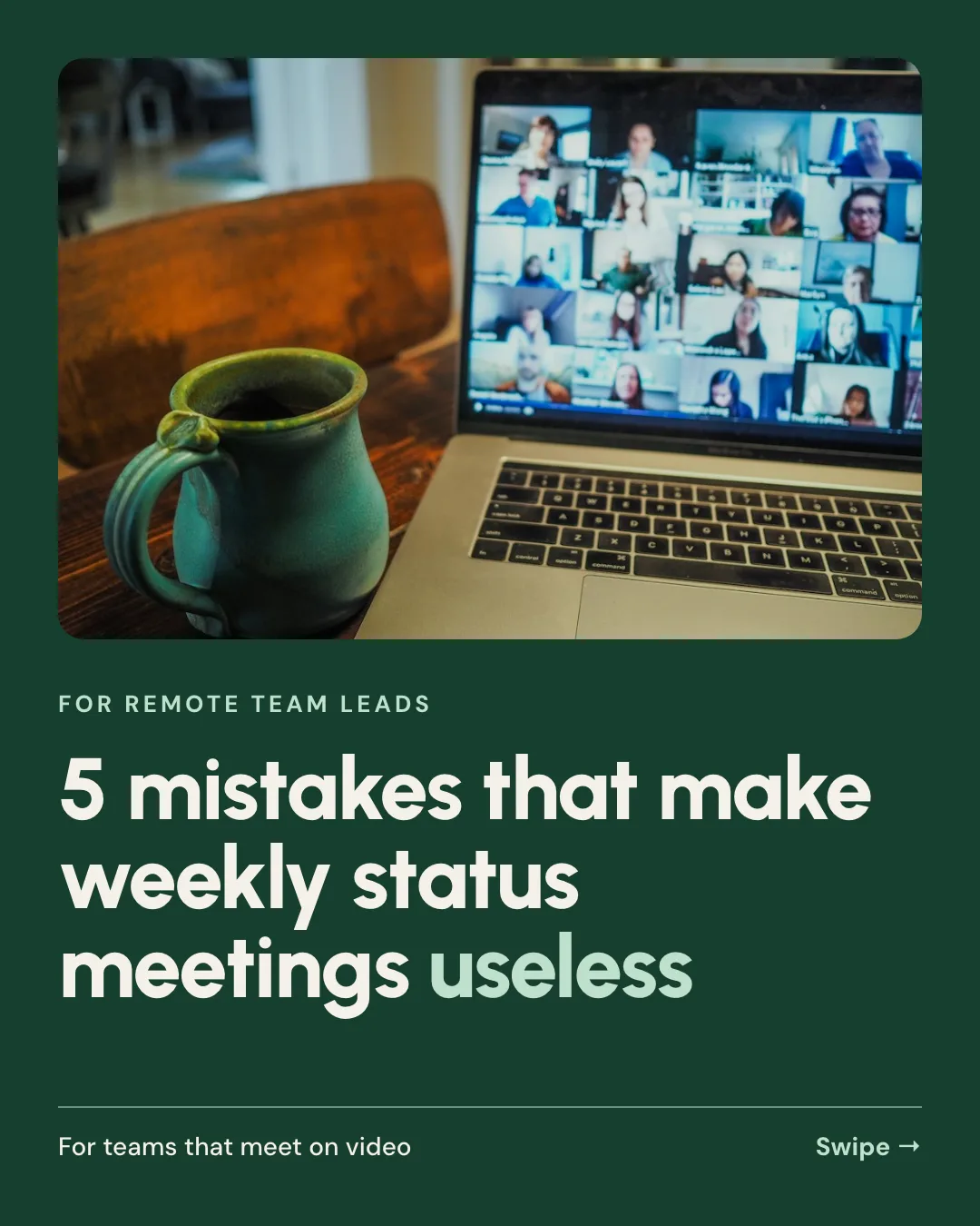 LinkedIn list carousel cover: 5 mistakes that make weekly status meetings useless