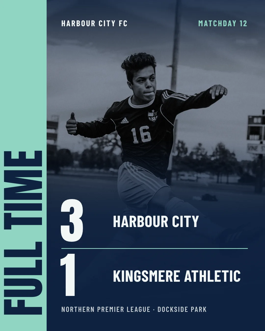 Full-time score post for a football club
