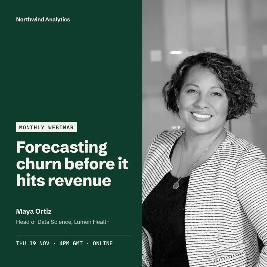 Webinar speaker post with the portrait and the talk title