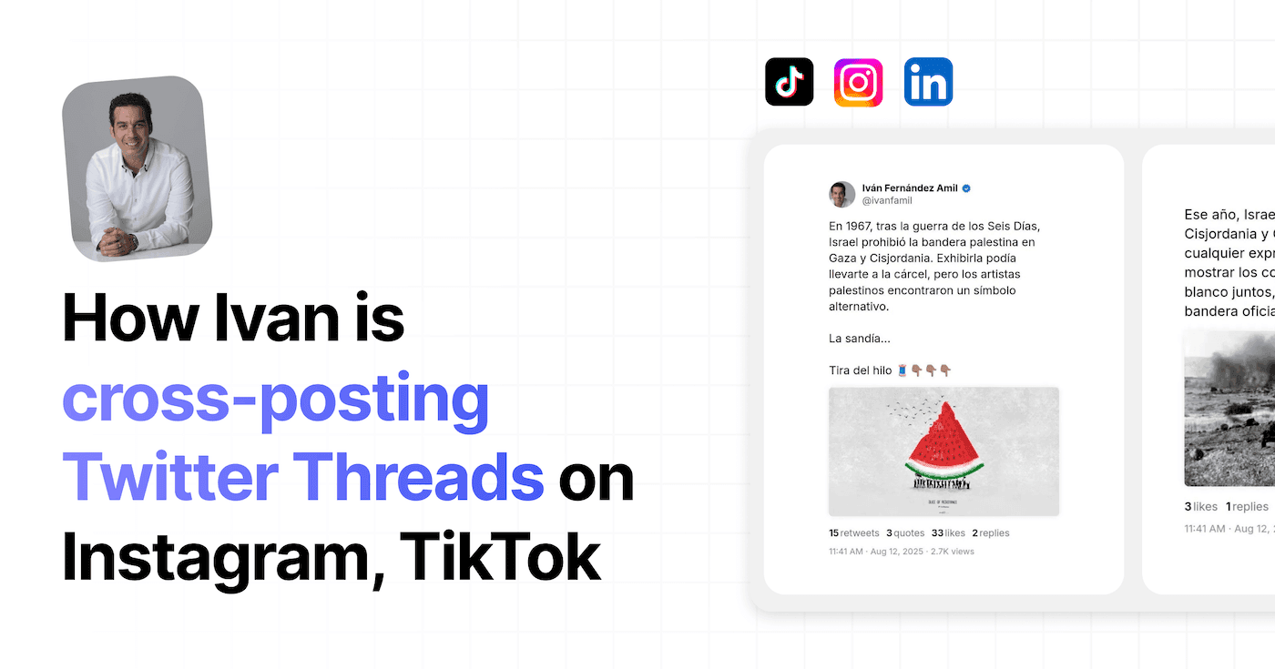 How Ivan is cross-posting Twitter Threads on Instagram and TikTok