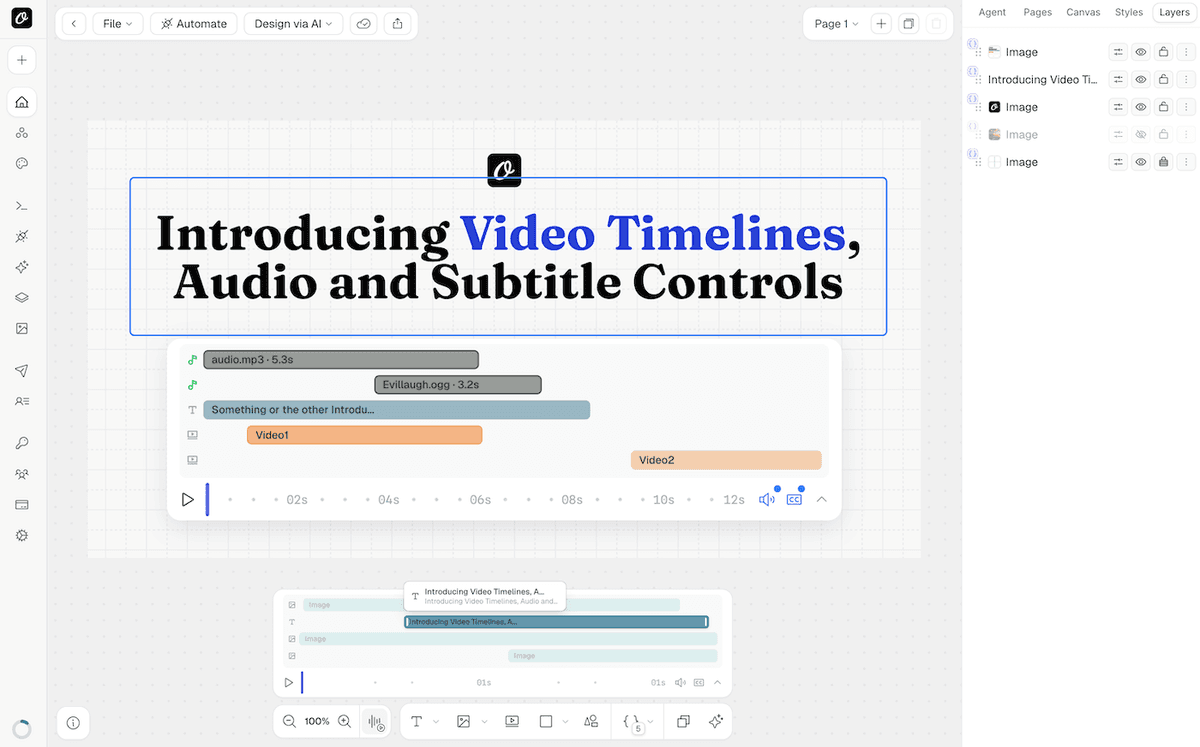 Video template with trim and format controls