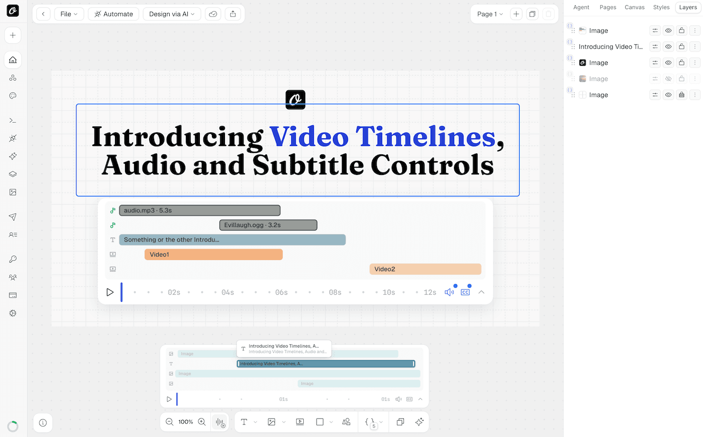 Video template with trim and format controls