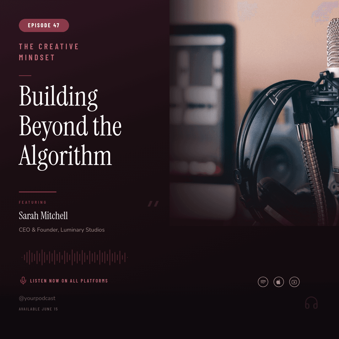 Warm Burgundy Podcast template in Orshot