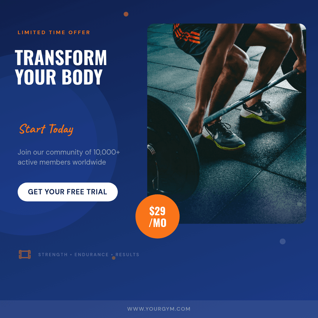 Gym Membership Promo template in Orshot