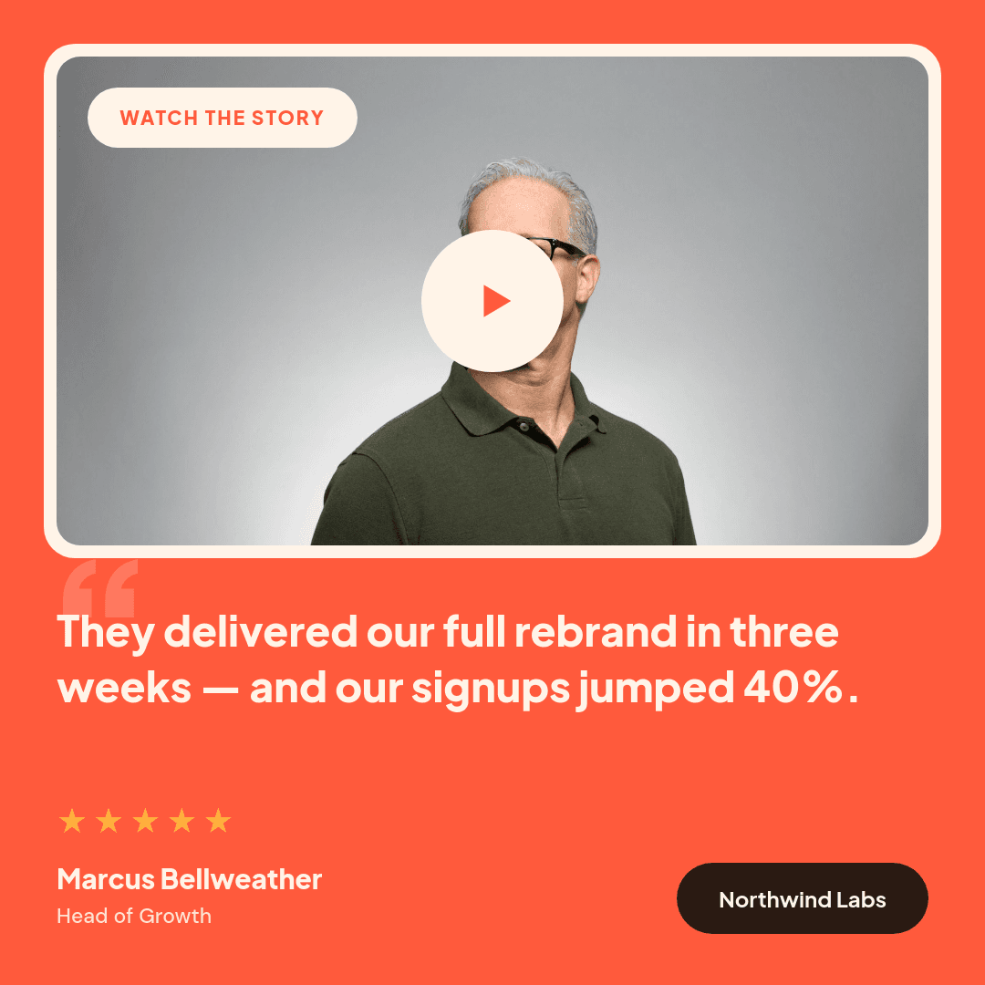 Bold Coral Video Testimonial template in Orshot