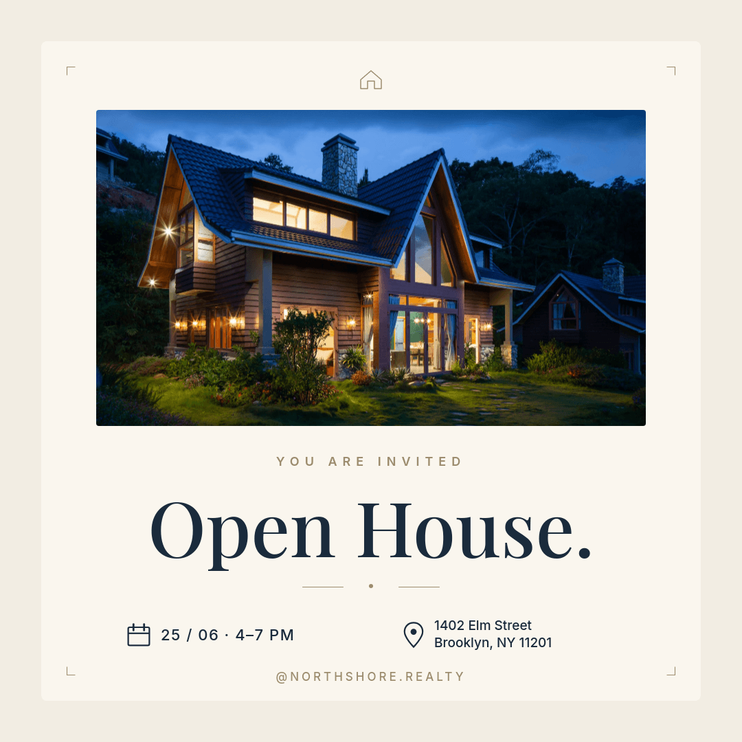 Editorial Cream Open House template in Orshot