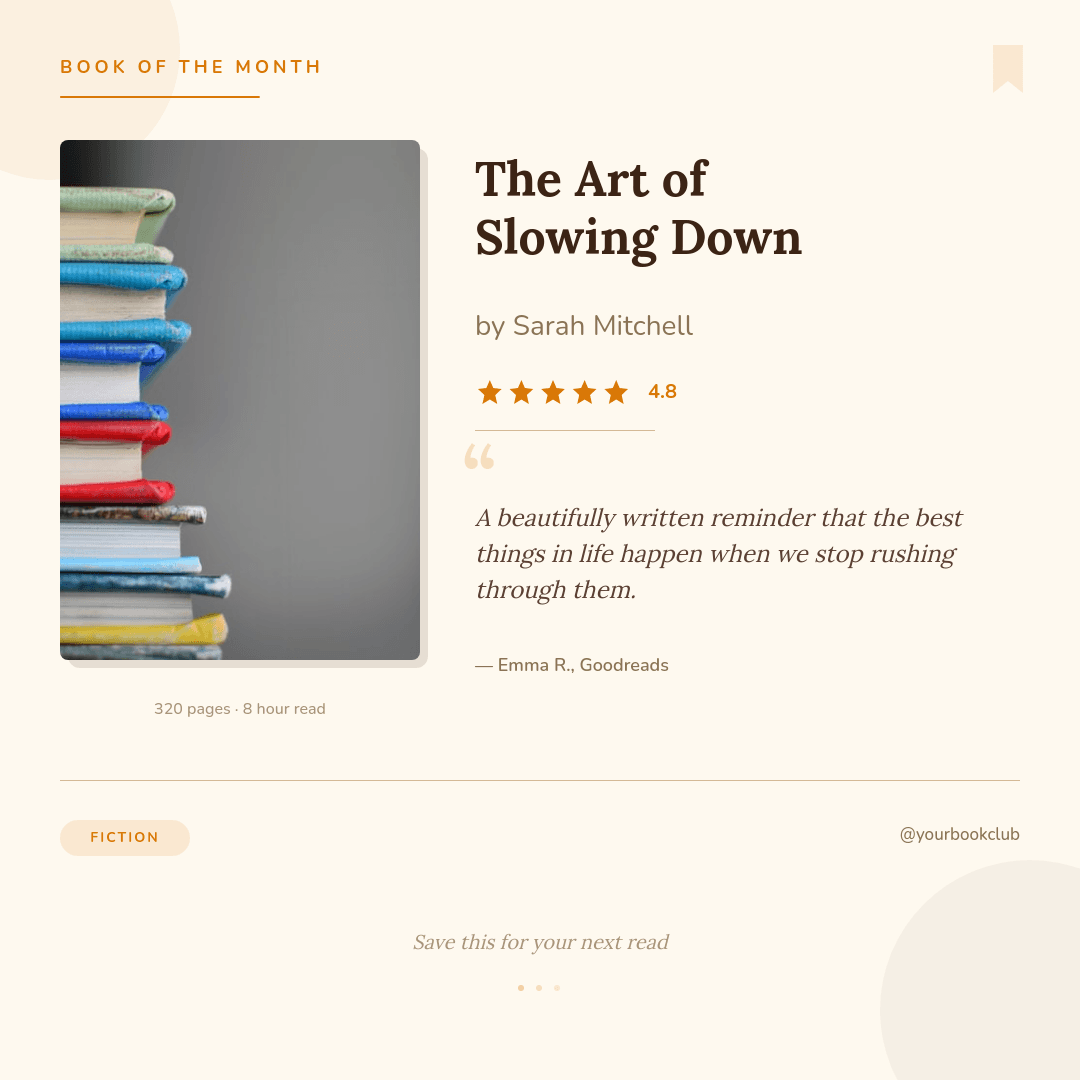 Cozy Book Recommendation template in Orshot