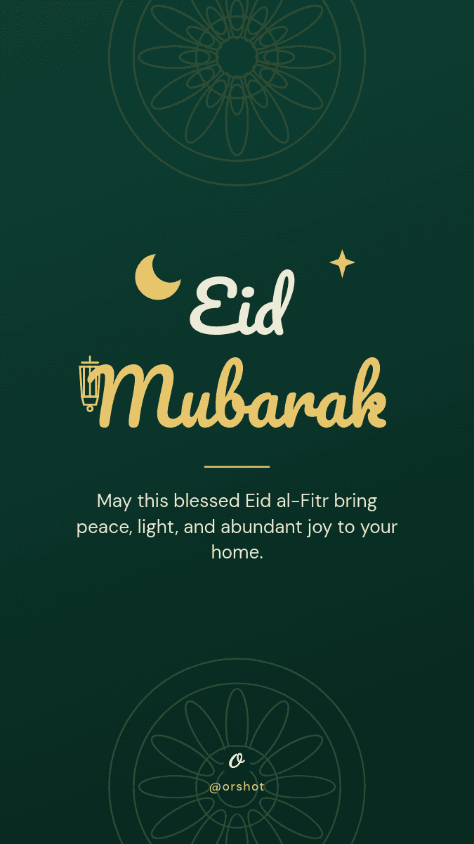 Emerald & Gold Eid Mubarak template in Orshot