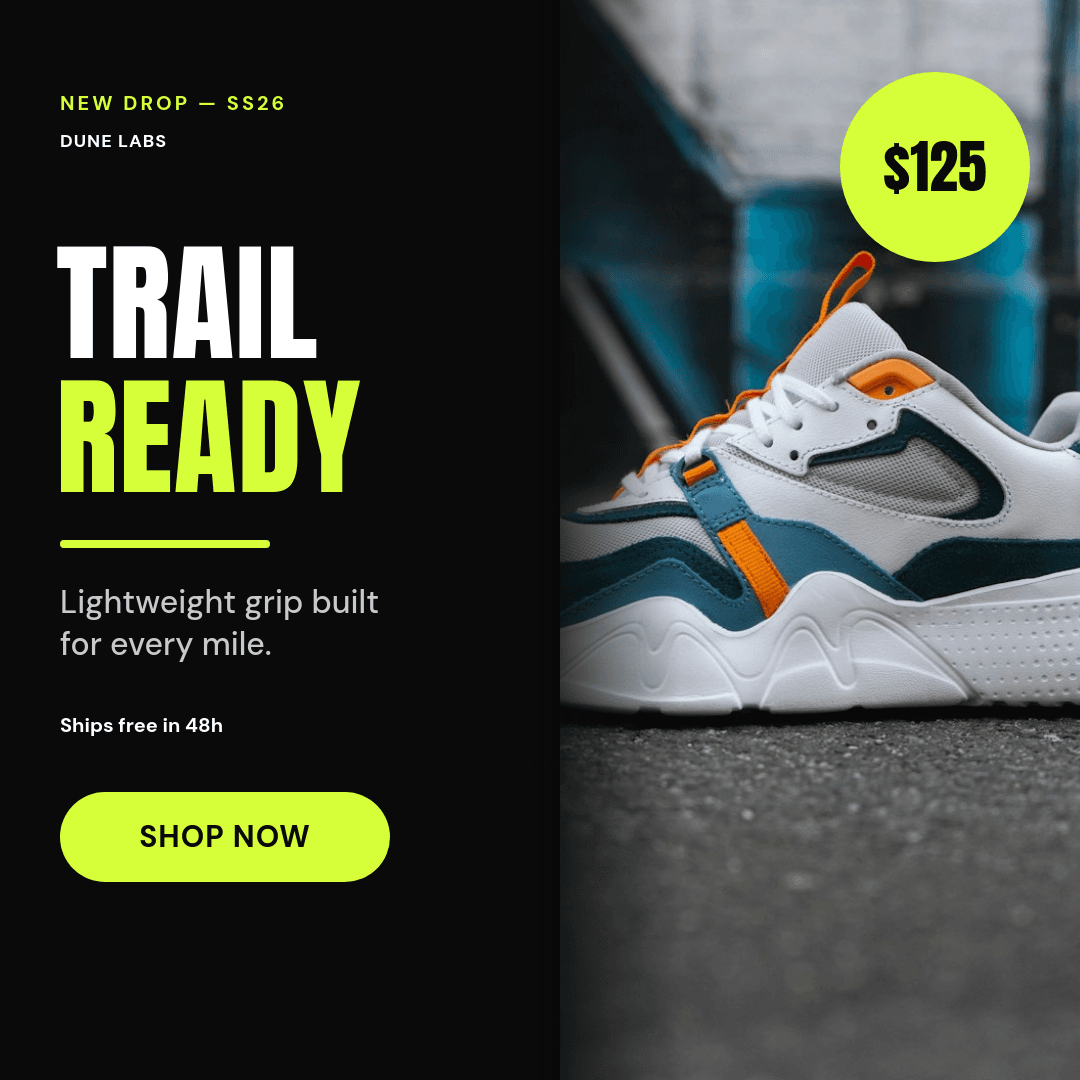 Trail Running Shoe Ad template in Orshot