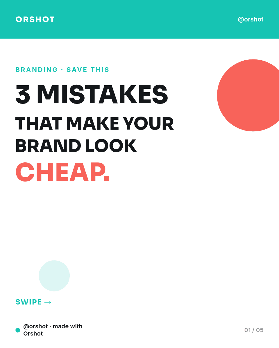 3 Branding Mistakes Carousel template in Orshot