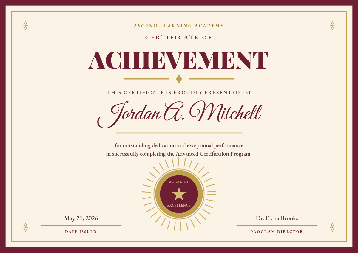 Elegant Burgundy & Gold template in Orshot